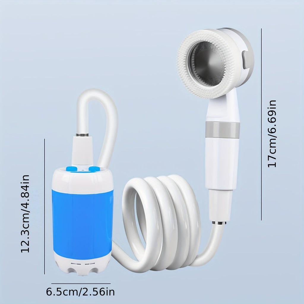 Doccia elettrica portatile blu con ricarica USB