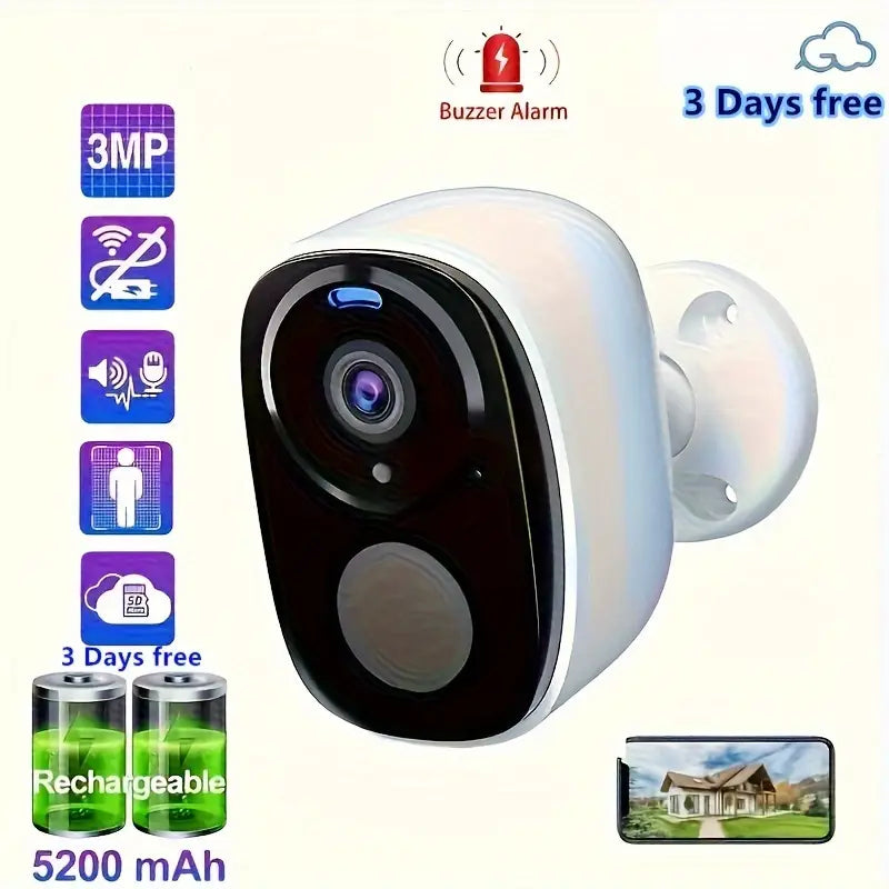 Telecamera Wi-Fi da esterno con batteria da 5200 mAh e audio bidirezionale