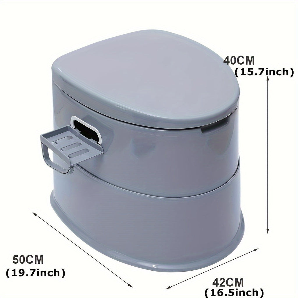 WC portatile da campeggio grigio con secchio e portarotolo