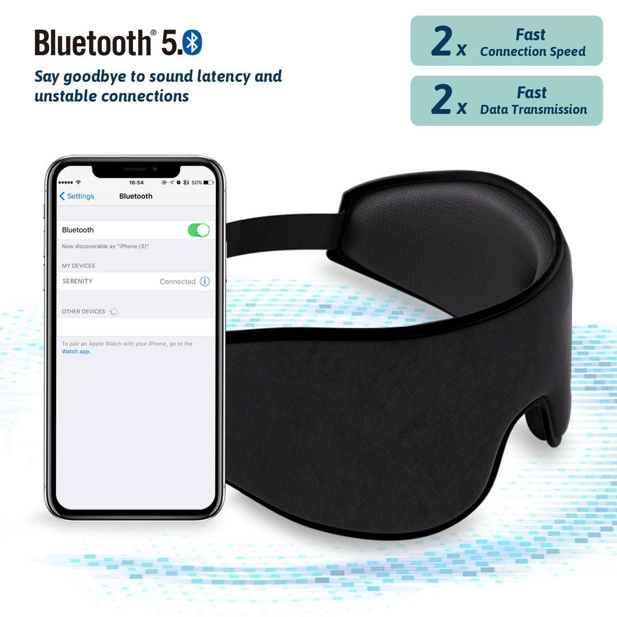 Mascherina per dormire SERENITY con cuffie Bluetooth 5.0