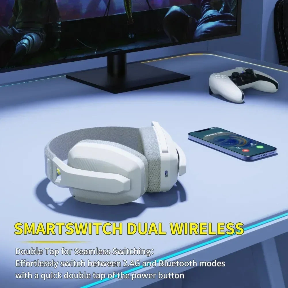 Cuffie gaming wireless con microfono bianche