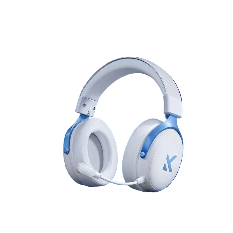 Cuffie gaming blu con connessione wireless e cablata