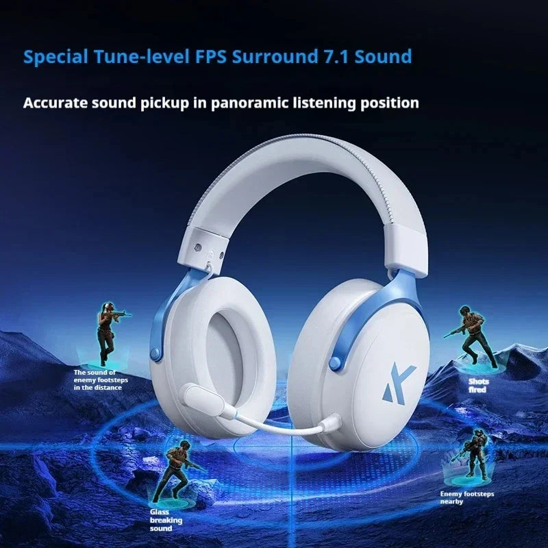 Cuffie gaming blu con connessione wireless e cablata