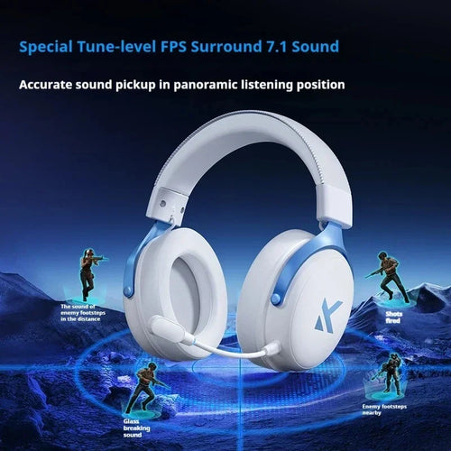Cuffie gaming blu con connessione wireless e cablata