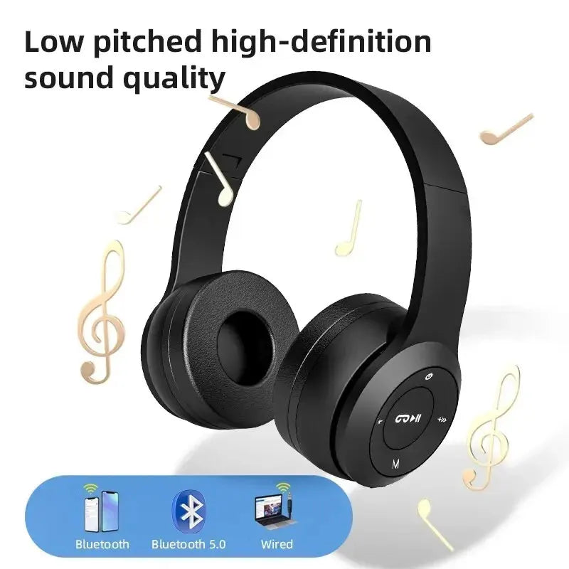 Cuffie Bluetooth pieghevoli per sport e gaming nere