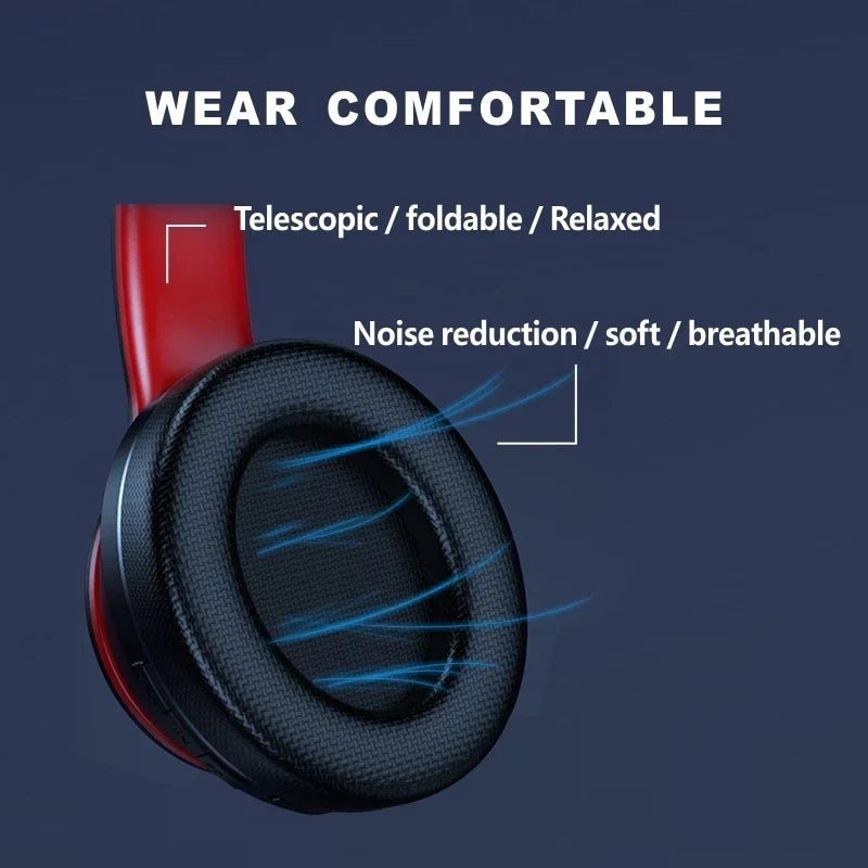 Cuffie Bluetooth over-ear pieghevoli nere con microfono