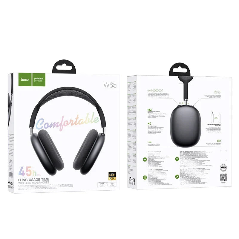 Cuffie Bluetooth 5.4 over-ear nere con microfono e ingresso AUX