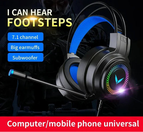 Cuffie gaming nere con surround virtuale 7.1