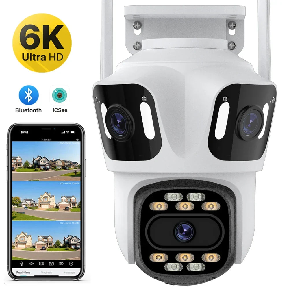 Telecamera Wi-Fi da esterno a 3 obiettivi 6K con inseguimento automatico