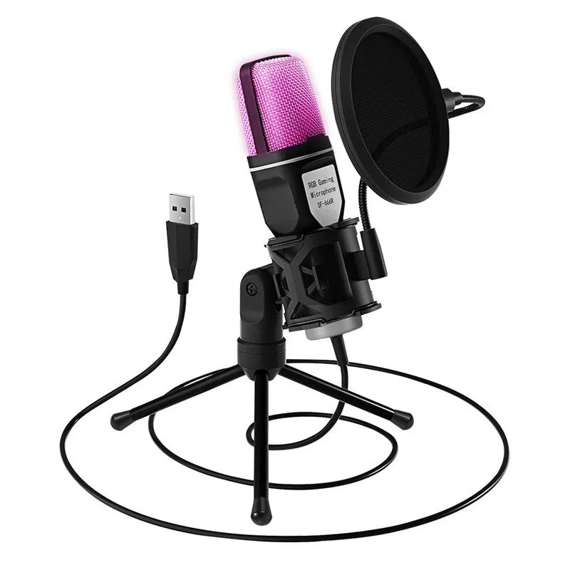 Microfono USB a condensatore cardioide con illuminazione RGB