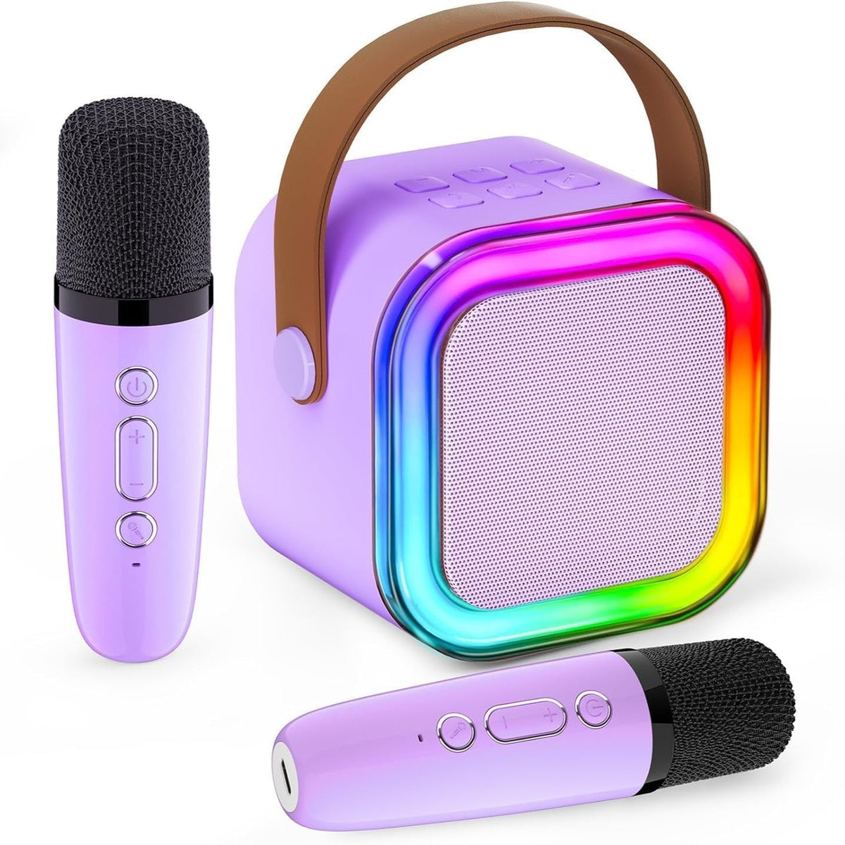 Mini sistema karaoke wireless viola con 2 microfoni