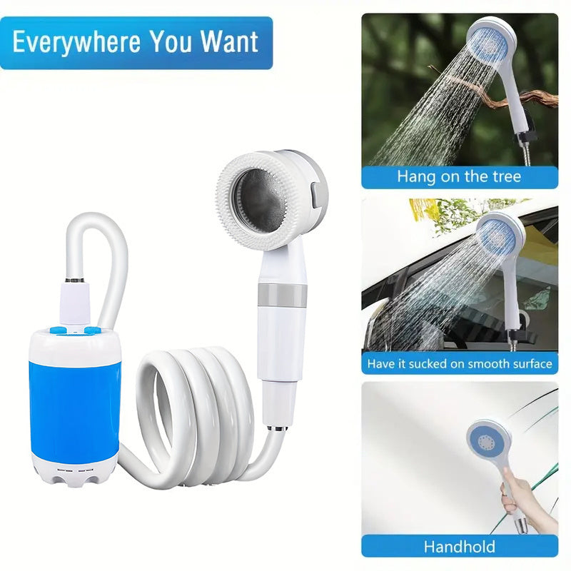 Doccia elettrica portatile blu con ricarica USB