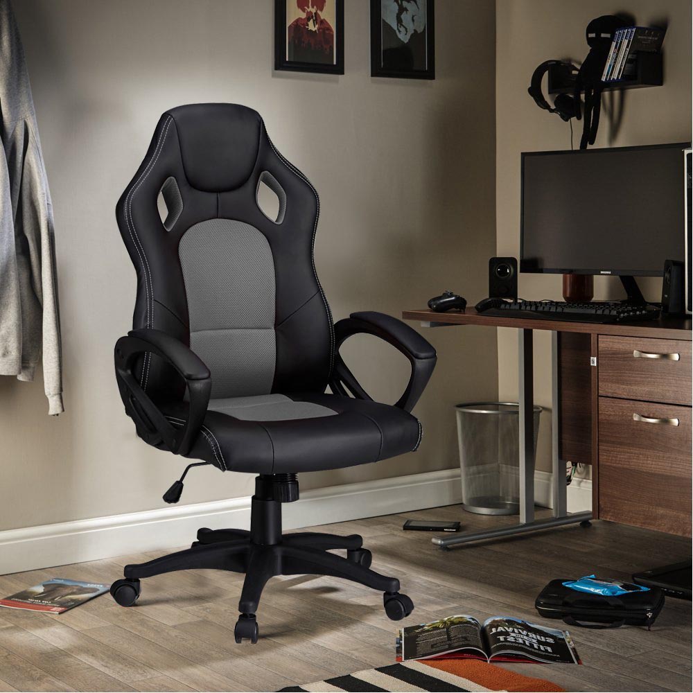 Sedia gaming Basic con schienale colorato grigio