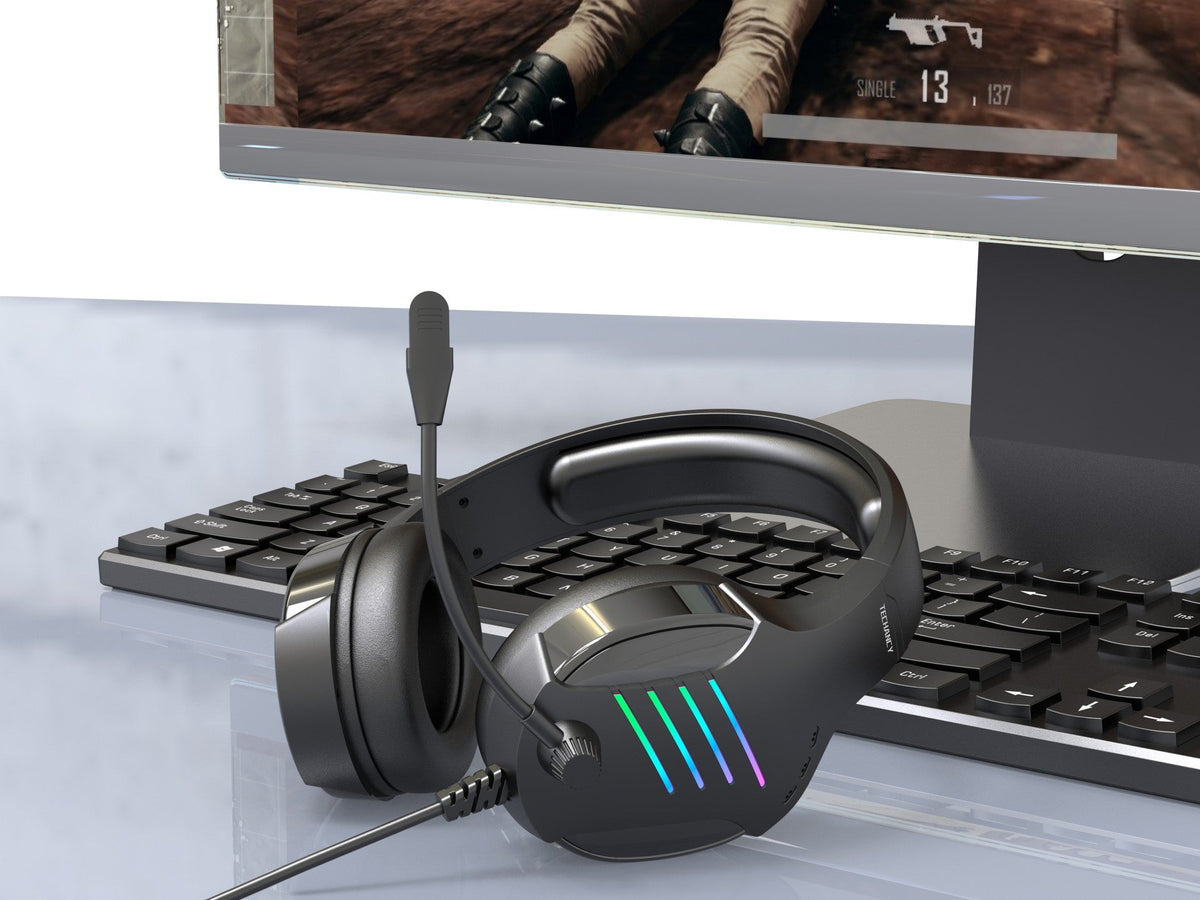 Cuffie gaming Techancy TH5230 RGB con microfono e jack 3,5 mm + USB