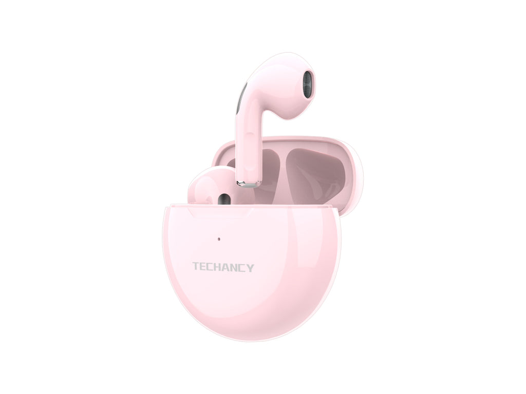 Auricolari Bluetooth Techancy KP2702 rosa con custodia di ricarica