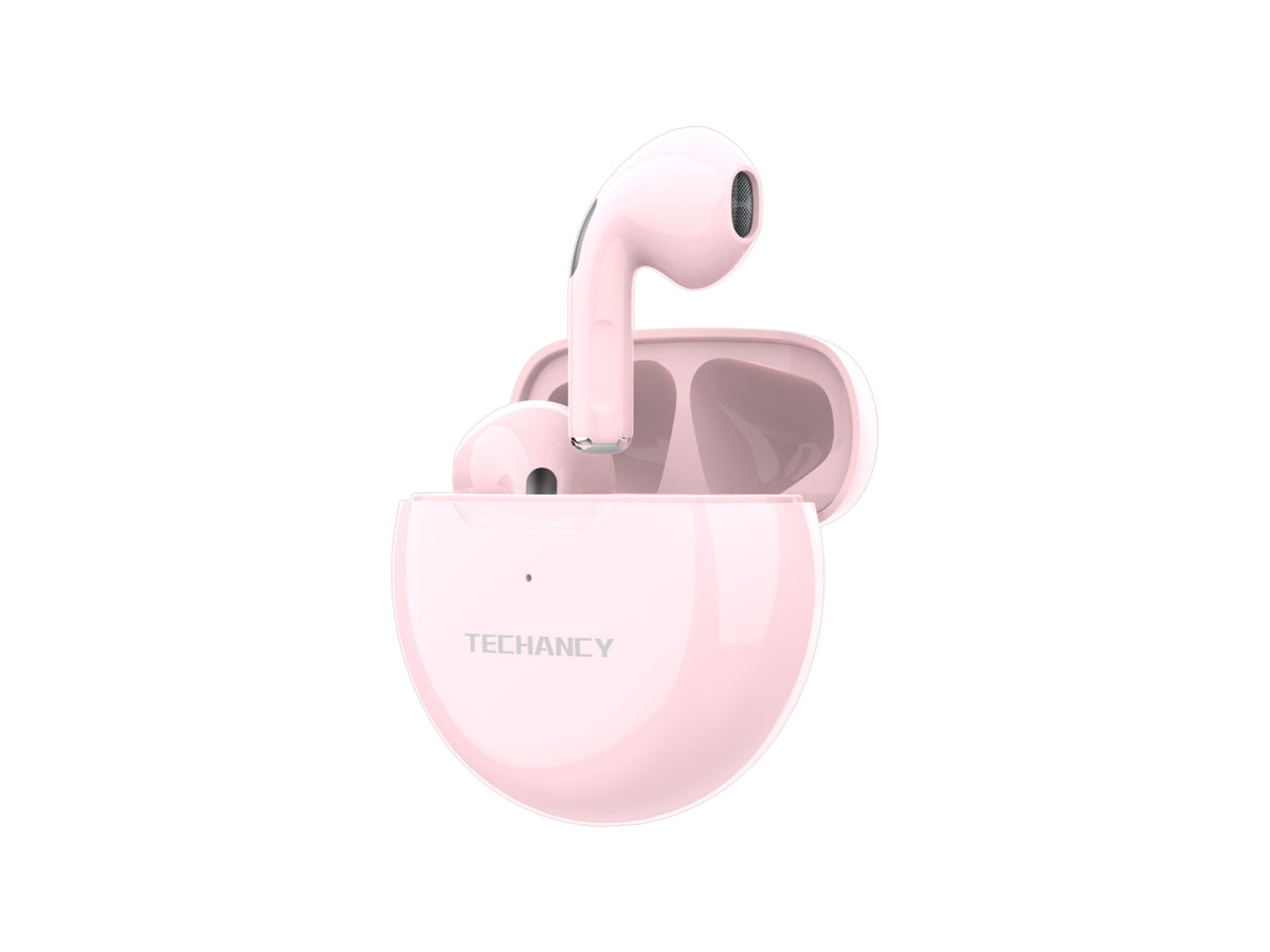 Auricolari Bluetooth Techancy KP2702 rosa con custodia di ricarica