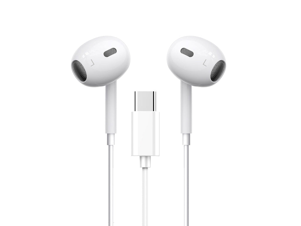 Auricolari USB-C Techancy TD8046 bianchi con microfono e controlli