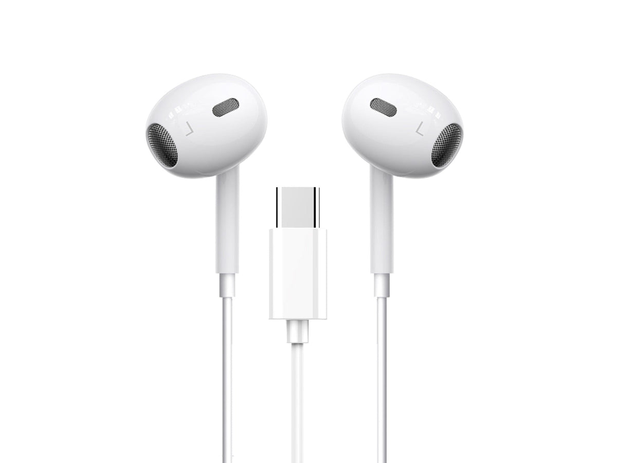 Auricolari USB-C Techancy TD8046 bianchi con microfono e controlli