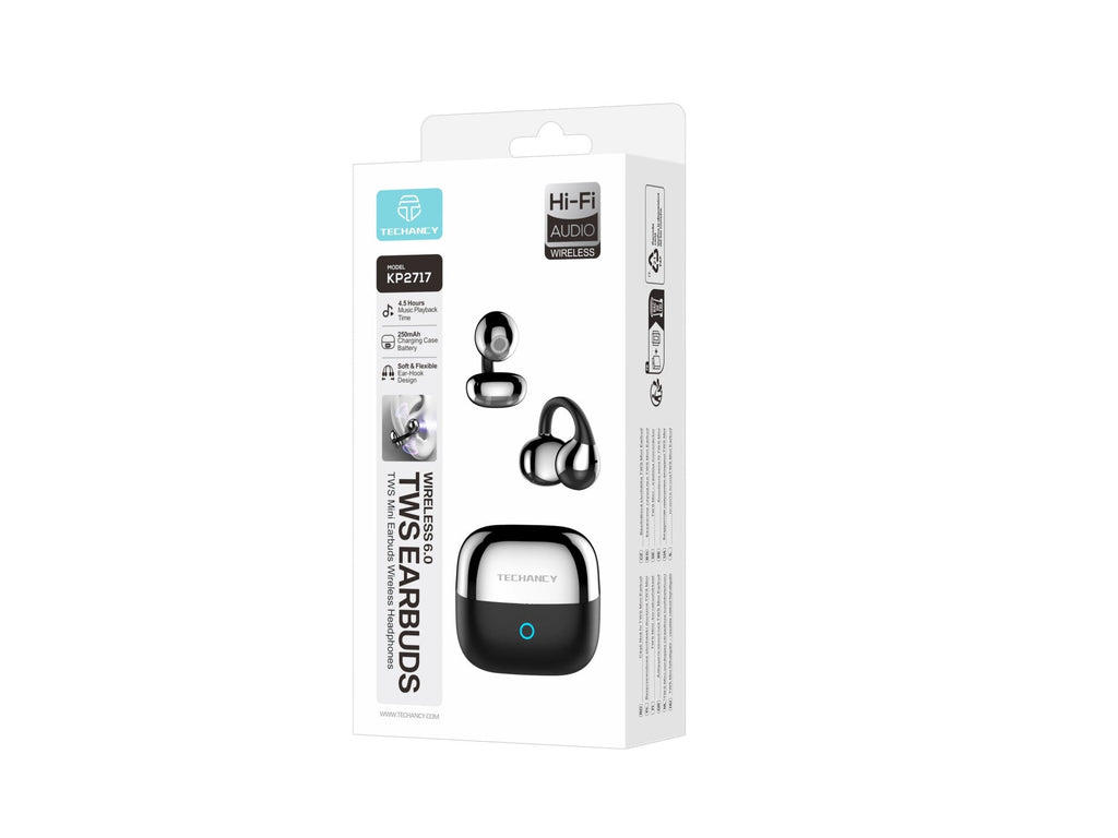 Auricolari Bluetooth open-ear Techancy KP2717 neri con aggancio a clip