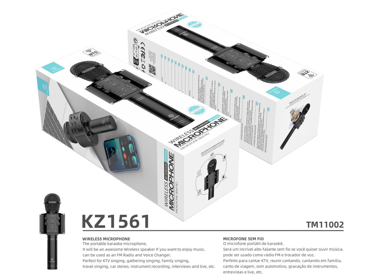 Microfono karaoke wireless Techancy KZ1561 con altoparlante Bluetooth