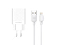 Caricabatterie doppio USB Techancy TA2759 bianco con cavo per iPhone da 1 m