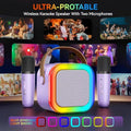 Mini sistema karaoke wireless viola con 2 microfoni