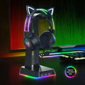 Cuffie gaming RGB con orecchie da gatto e microfono rimovibile