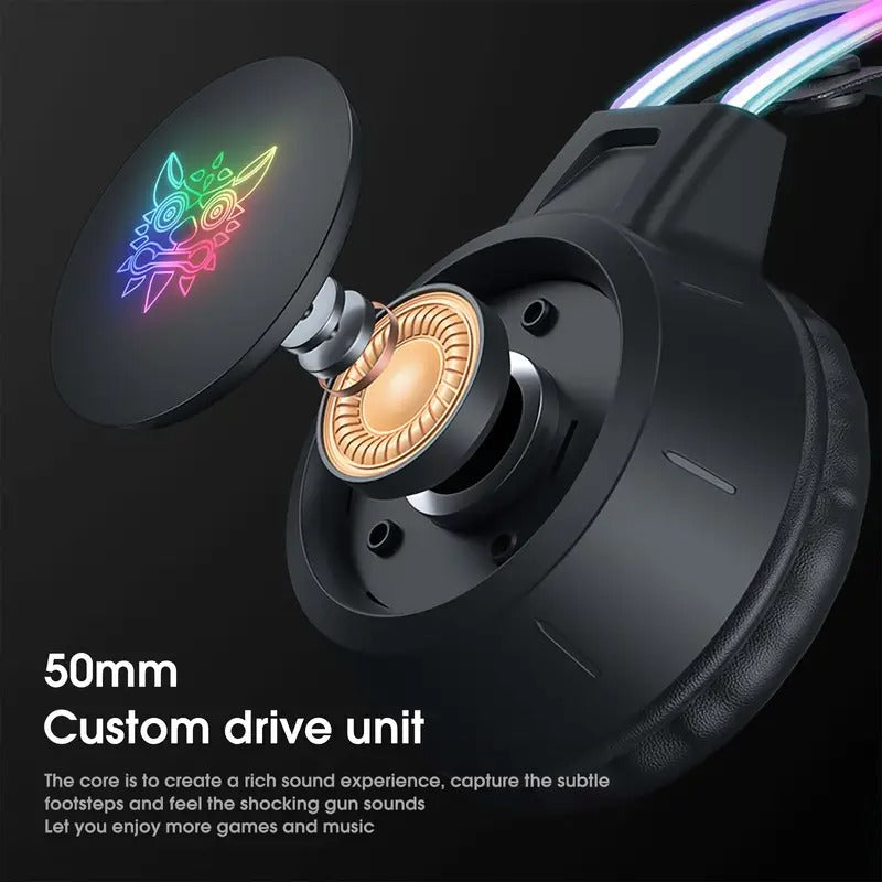 Cuffie gaming RGB con orecchie da gatto e microfono rimovibile