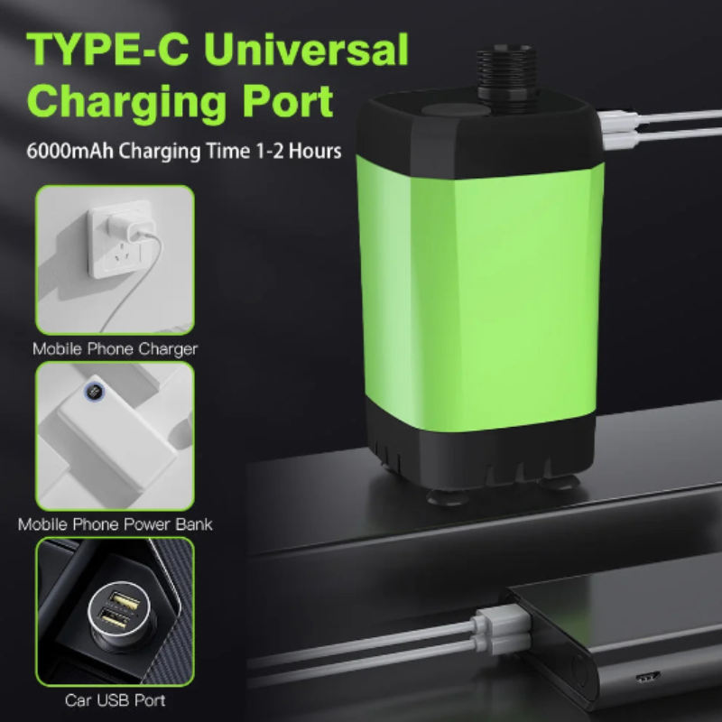 Doccia portatile verde con display digitale e batteria da 6000 mAh
